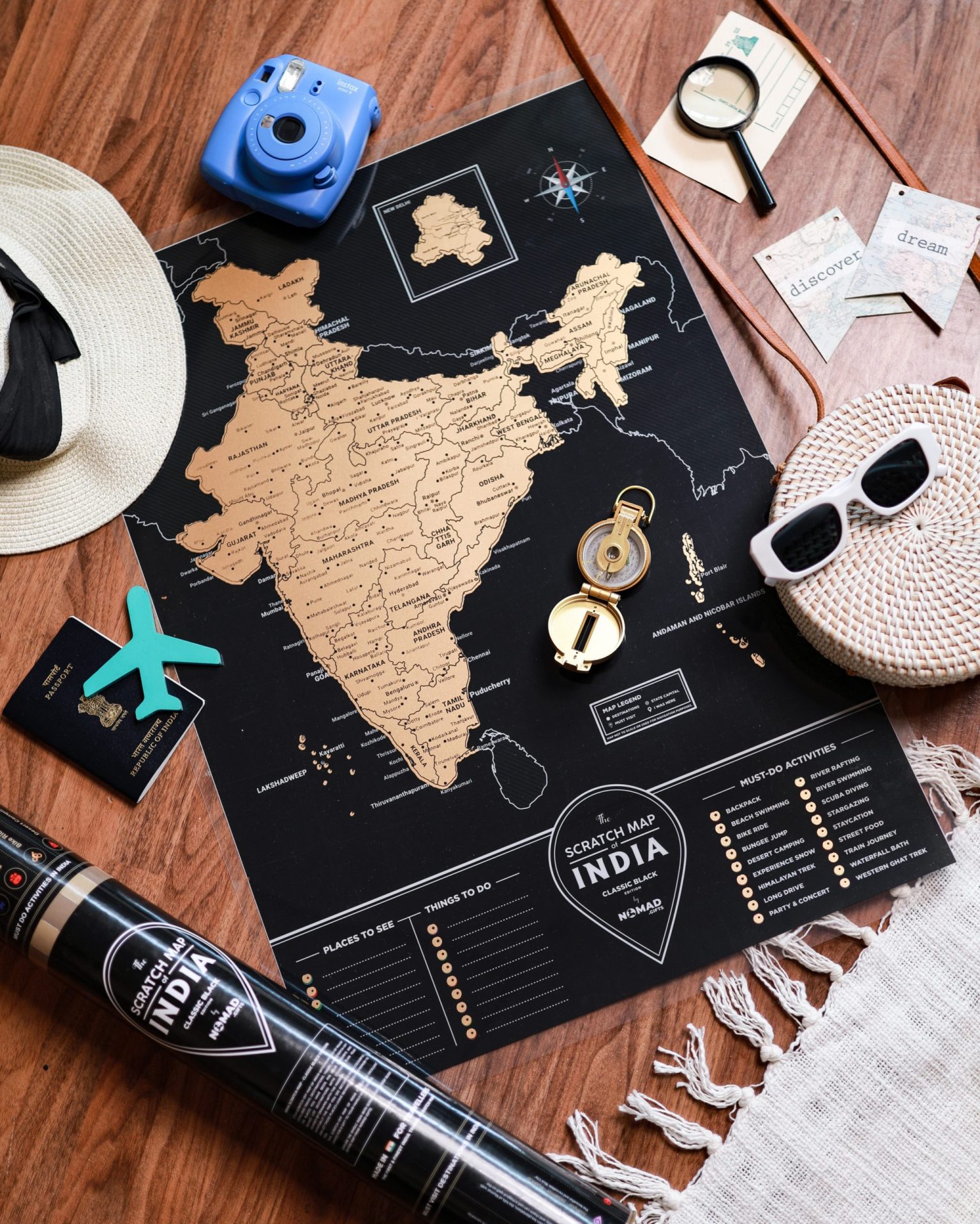 India Travel Scratch Map - Classic Black Edition